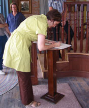 Cathy McMorris Rodgers signs the Harrington Opera House Guest Book